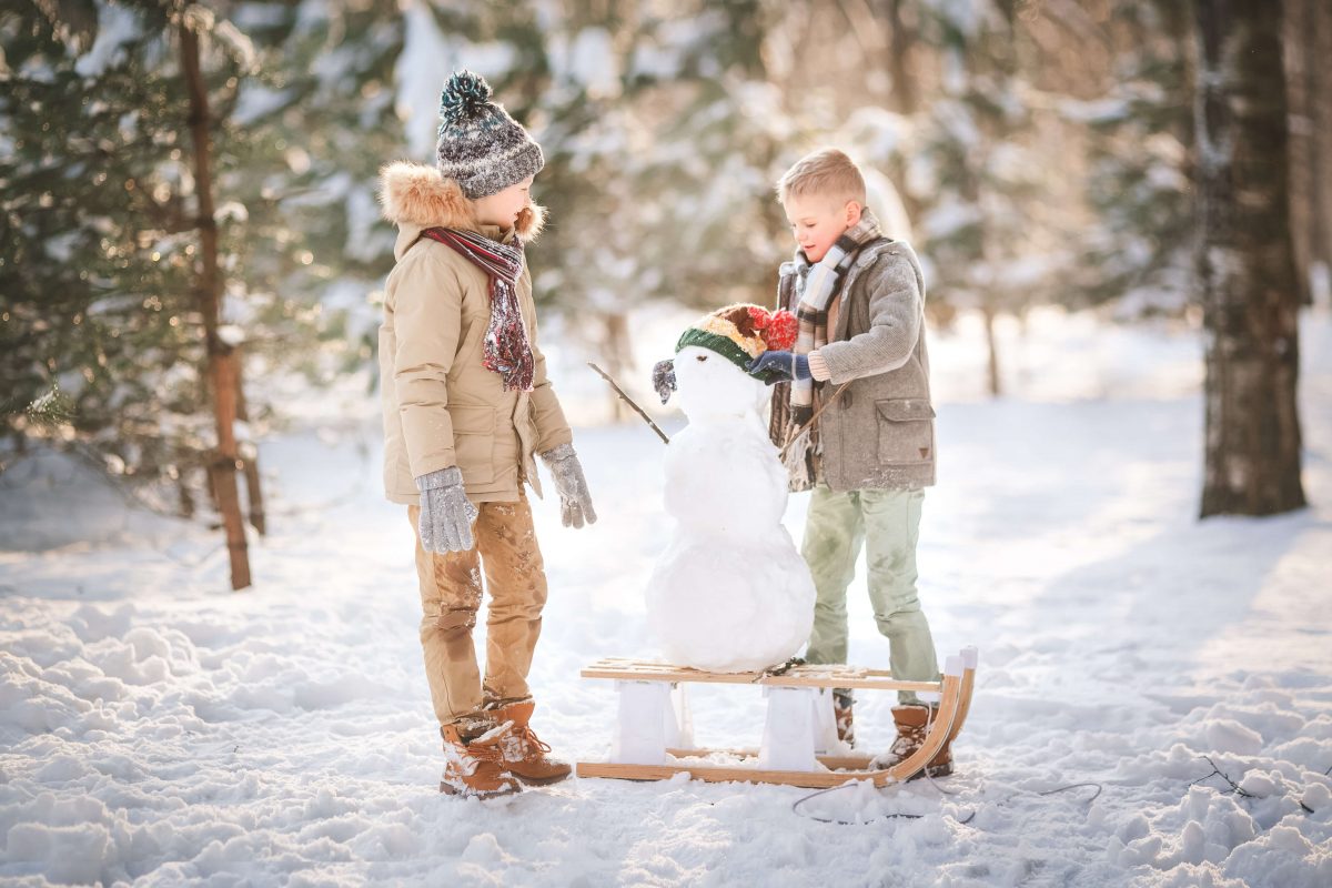 Children spend time in the snow learning to respect nature and love the environment